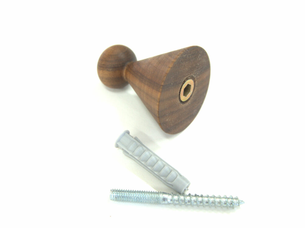 SNOOP ronde kapstokhaak in notenhout